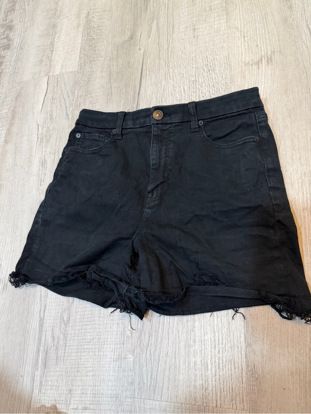 American Eagle Outfitters Black Frayed Hem Denim Shorts